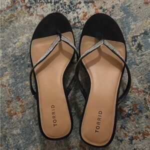 Torrid Black Sandals with Rhinestone Straps